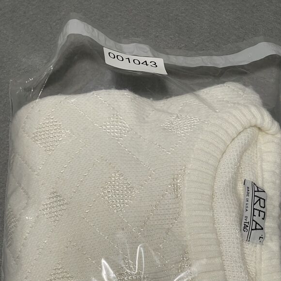 Vintage 80s Area by Tag Sweater Large Off White Acrylic Rayon Blend Made in USA - Picture 8 of 8